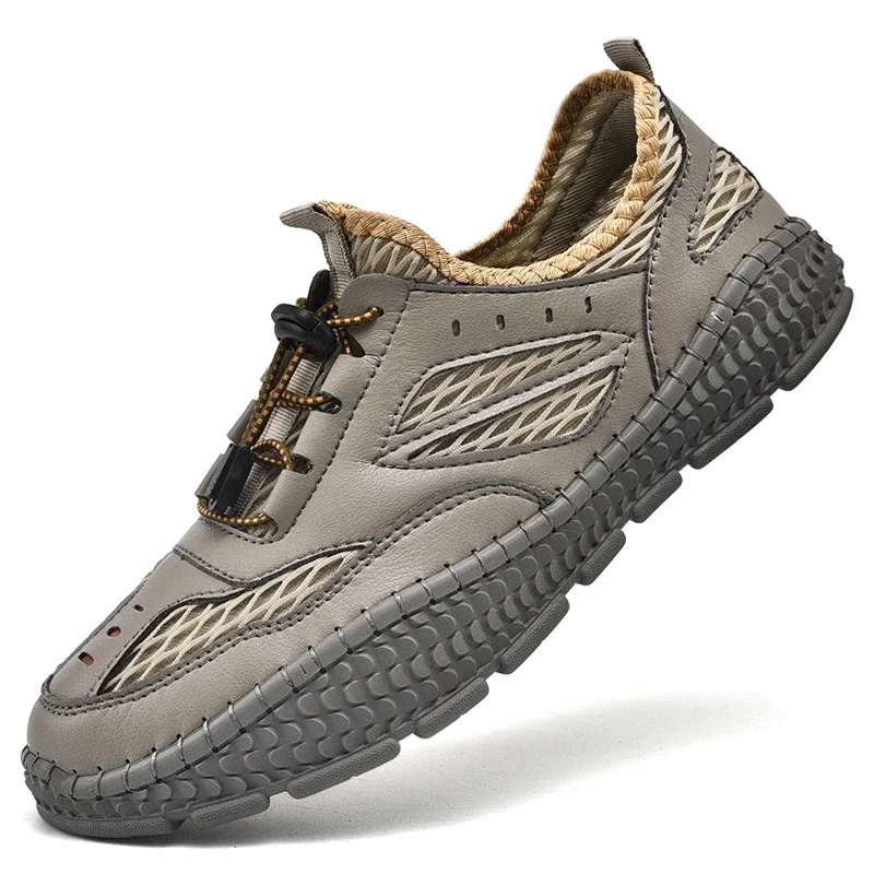 Leather Men Shoes Casual Outdoor Sneakers Handmade Retro Leisure Loafers Shoes Moccasins Breathable Shoes Fashion Sneakers