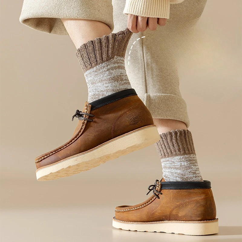 1/5 pairs Winter new Fashion Versatile Mid tube Socks Wool Socks Men Super Thick Hiking Socks Thermal leisure comfortable Socks