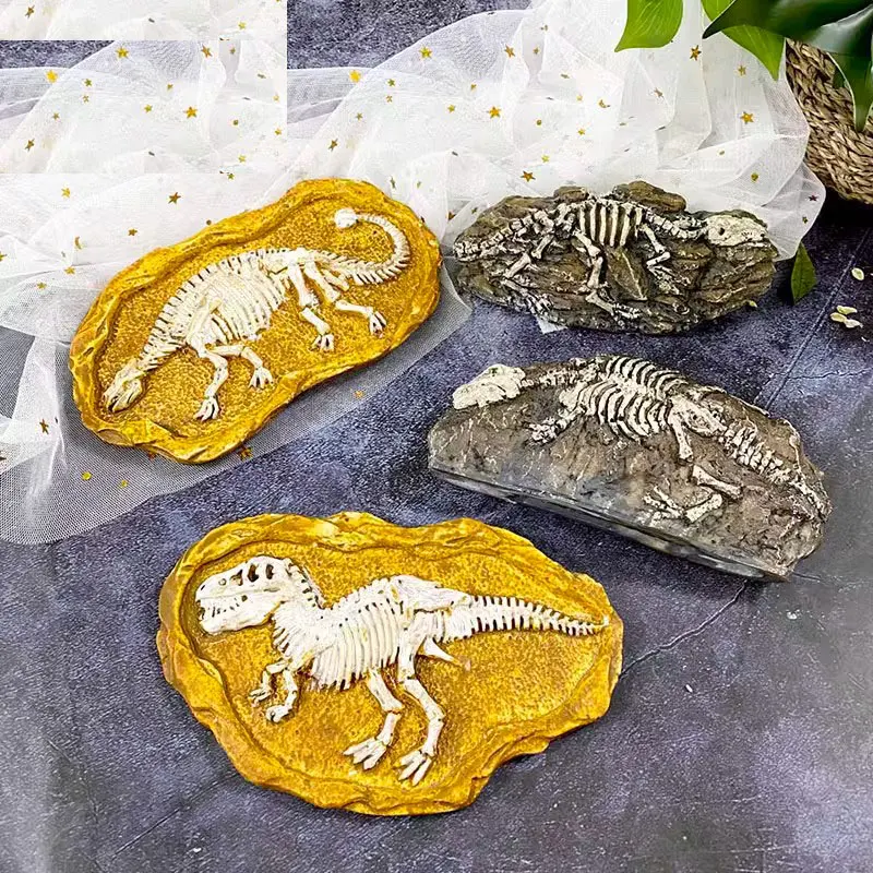 3D dinosaur skeleton fossil specimen silicone mold blind box incense diffuser gypsum drop resin display mold