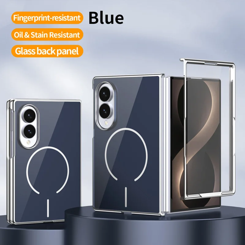 Magnetic Electroplating Integrated Case For Samsung Galaxy Z Fold 8 Wide Z Fold 8  Shockproof For Magsafe Glass Fold Back Cover