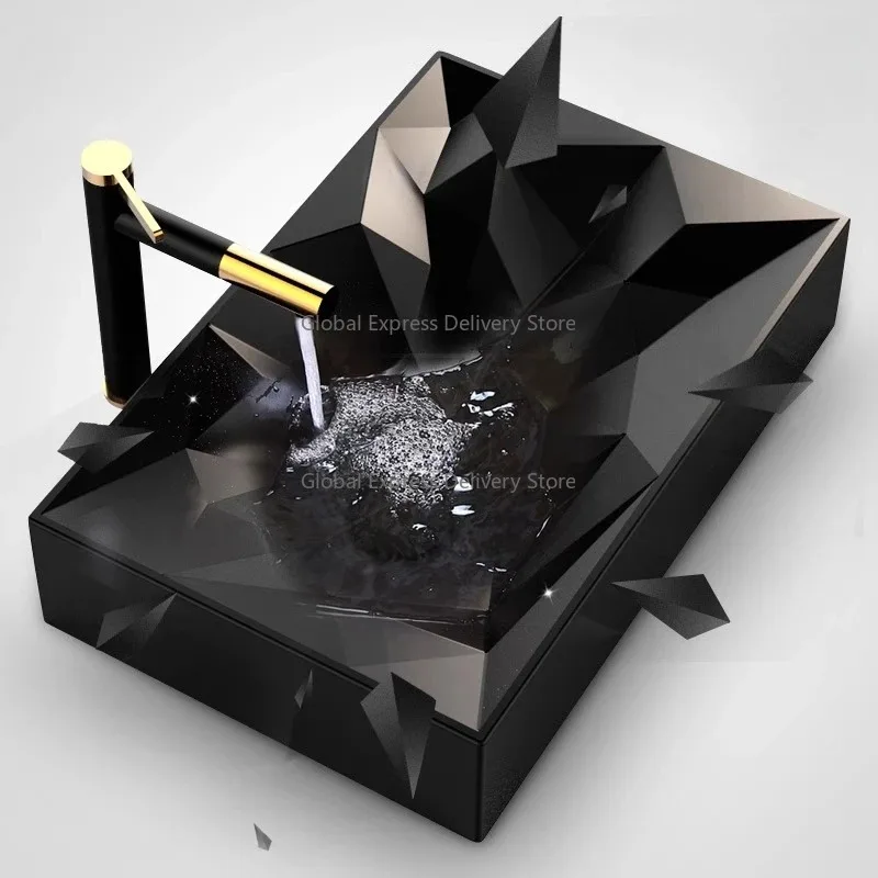 

Nordic industrial wind table basin black light washbasin diamond bathroom art basin