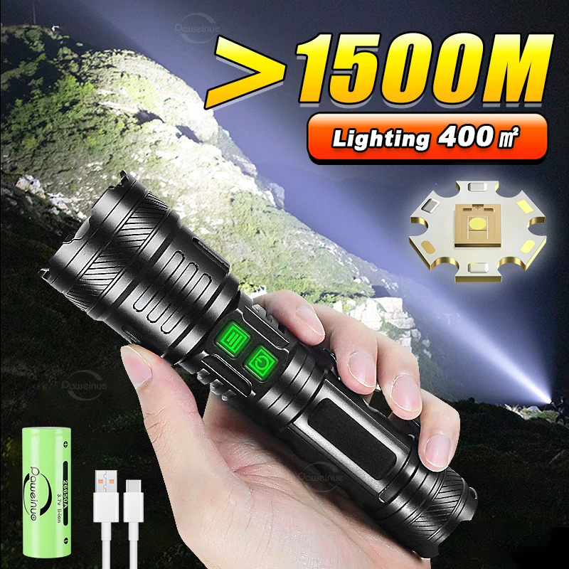 Ultra Powerful Torch Lamp Zoom 1500M Long Range Military Tactical Lantern Usb Rechargeable Flashlight High Power Led Flashlights