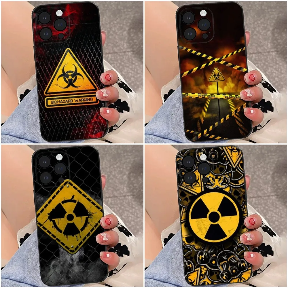 

Nuclear Warning Signs Phone Case For iPhone 16e,16se4,16,15,14,13,12,Pro,Max,11,Plus,XR,XS Max Shockproof Silicone Soft Shell