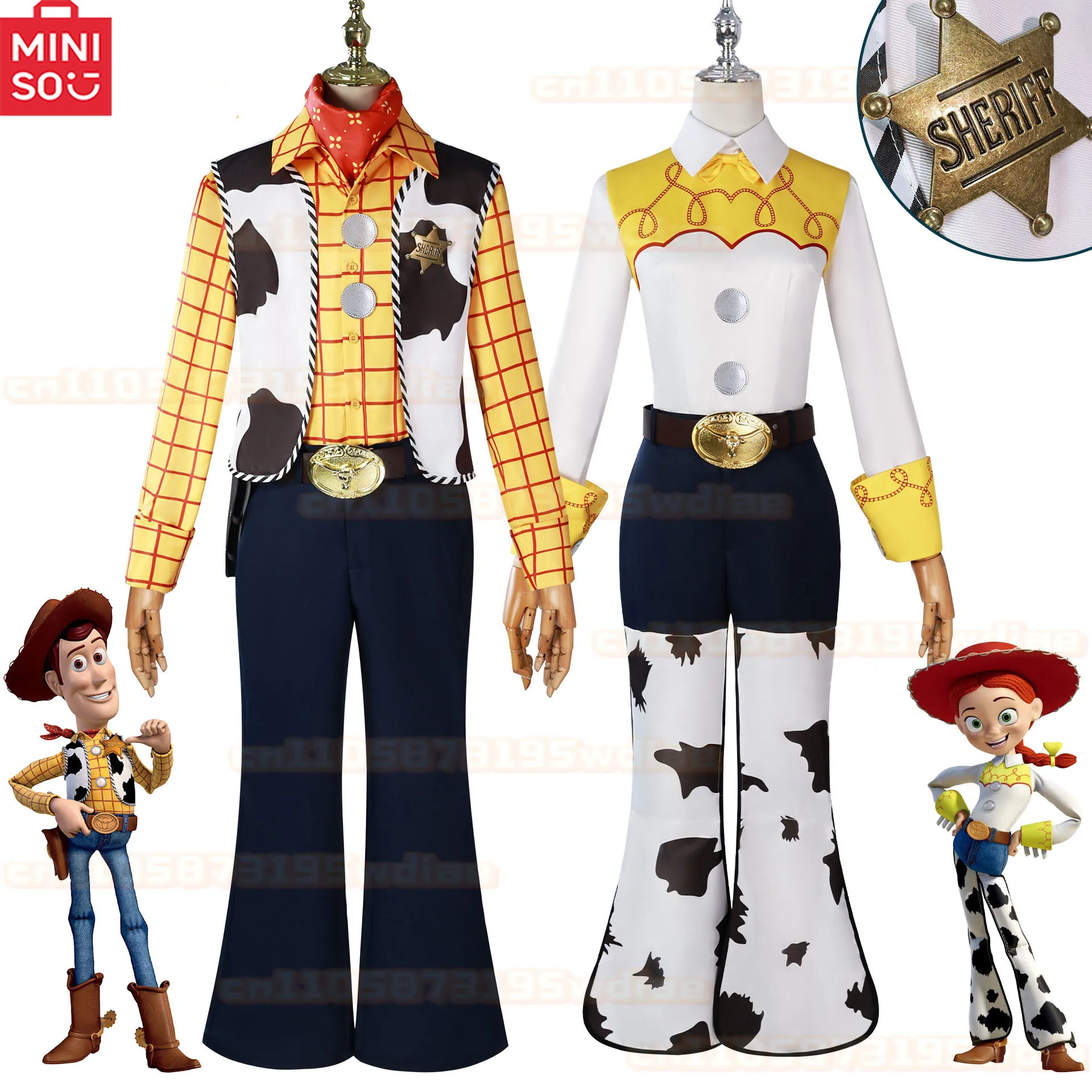

MINISO Anime Woody Jessie Cosplay Costume Toy Story Cosplay Cowboy Suit Woody Jessie Hat Halloween Party Cosplay Adult Unisex