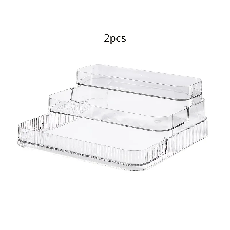 2pcs Multi compartment cosmetic table - perfume, skin care products and cosmetics storage  bathroom transparent design