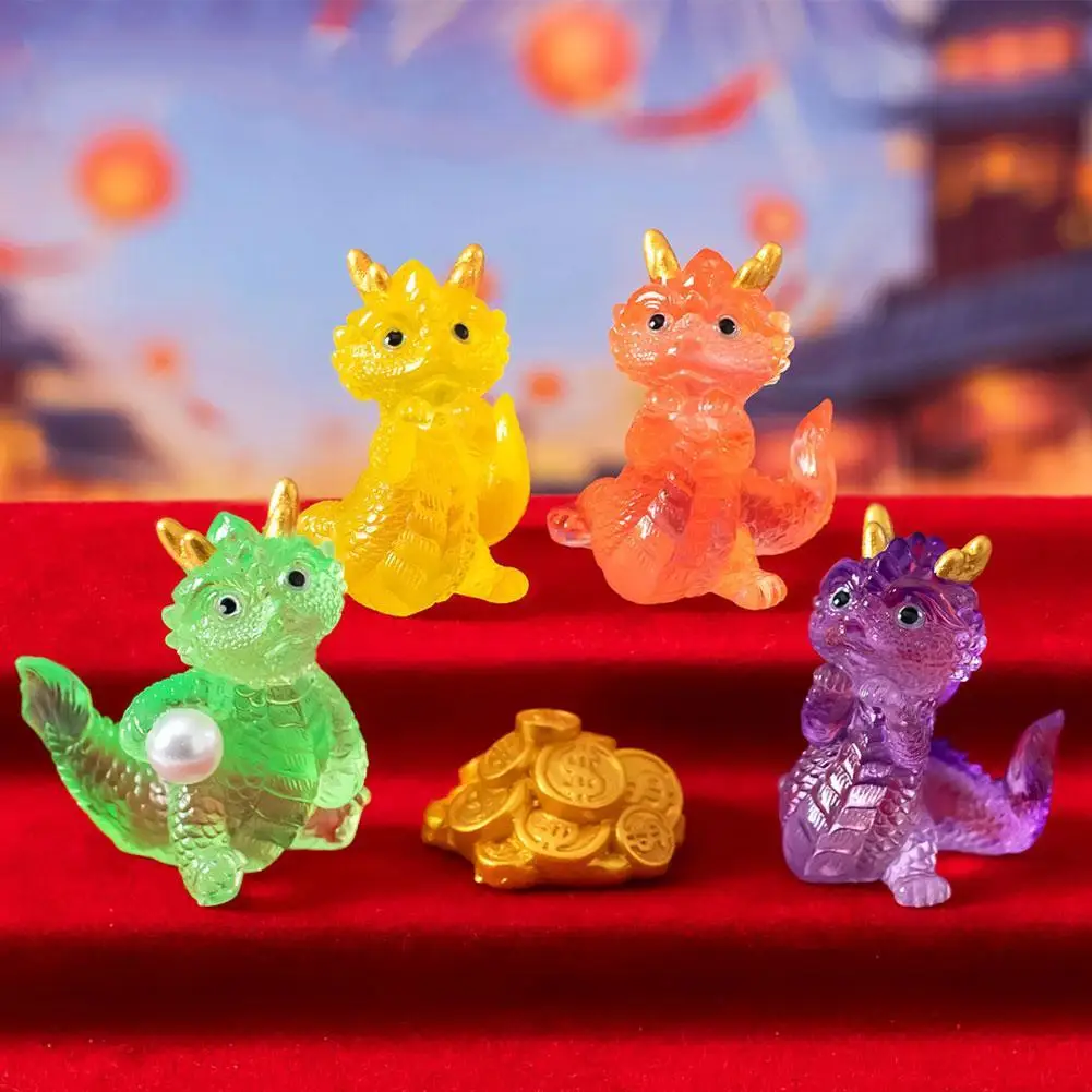 1PC Transparent Resin Miniature Dragon Ornaments Cute Ornaments Landscape Micro Dragon 3D Figurines Decoration Miniatures U9D2