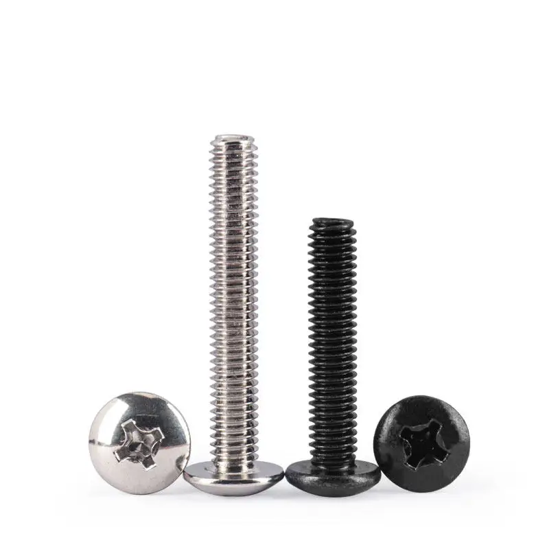 M2~m6 Phillips Truss Large Flat Round Screw Mushroom Big Flat Screw Black Zinc/nickle Plated Carbon Steel 4