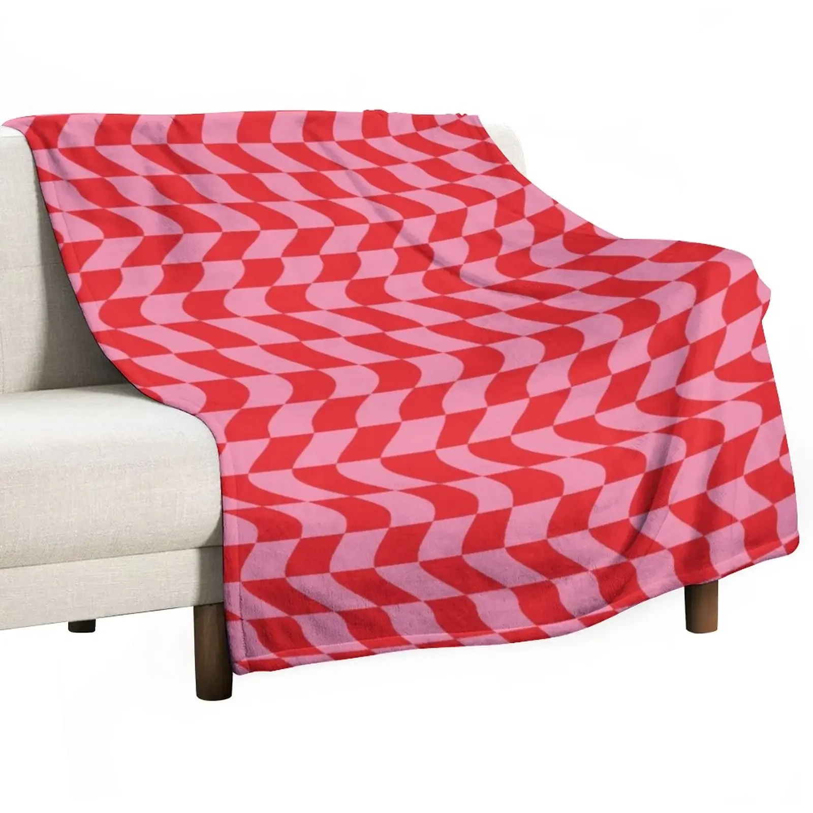Pink and Red Distorted Checkerboard Throw Blanket Blanket For Baby Moving Blanket Decorative Blankets Summer Blanket
