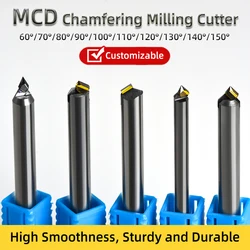 MCD Diamond Chamfering Milling Cutter Engraving Bit Carving Tools For Gold, Silver, Copper, Aluminum Acrylic ect Customizable