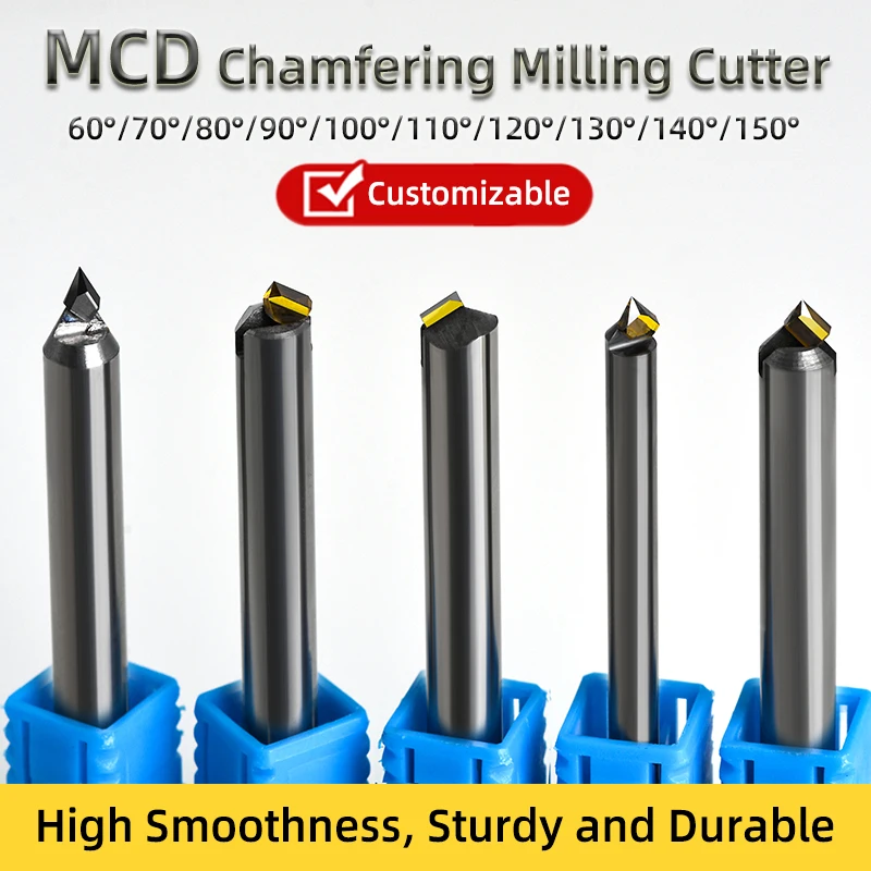 MCD Diamond Chamfering Milling Cutter Engraving Bit Carving Tools For Gold, Silver, Copper, Aluminum Acrylic ect Customizable