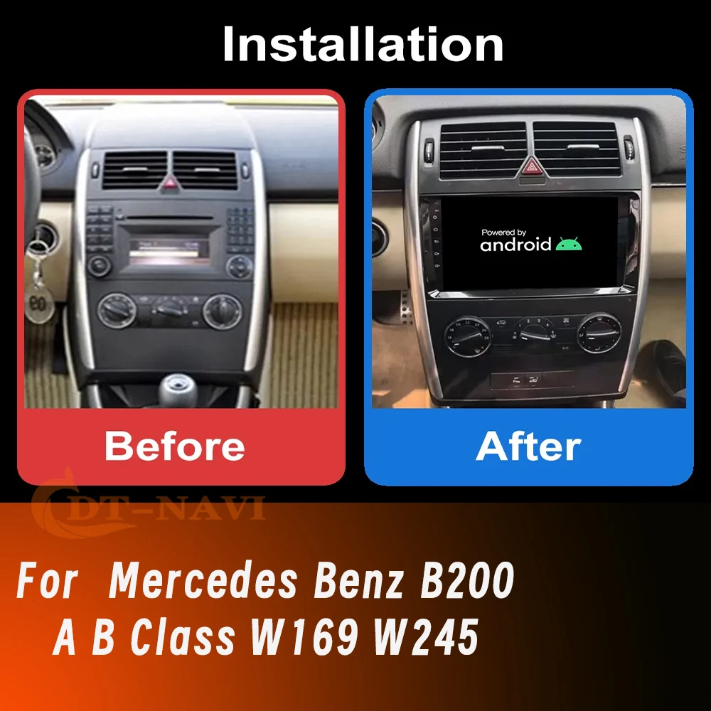 Android 14 Carplay Auto Car Radio For  Mercedes Benz B200 A B Class W169 W245 Multimedia GPS Player WIFI+4G Stereo 2 DIN Audio