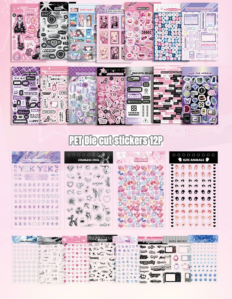 32-Page Element Sticker Book- Ultimate Korean Cute Sticker Collection for KPOP Toploader Deco, Planner Decor, Journaling & More