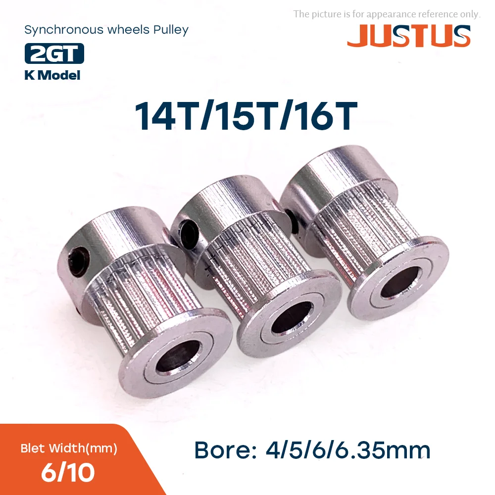 

GT2 Timing Pulley 2GT 14T/15/16 Tooth Teeth Bore 4/5/6/6.35mm Synchronous Wheels Width 6/10mm Belt 3D Printer Parts