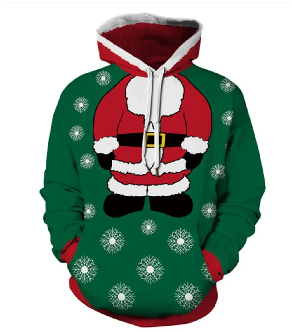 3D Printing Santa Claus Pattern Men's Clothing O-neck Breathable Comfortable Trend Hoodies 3XL Large Size Men Clothing Male Top