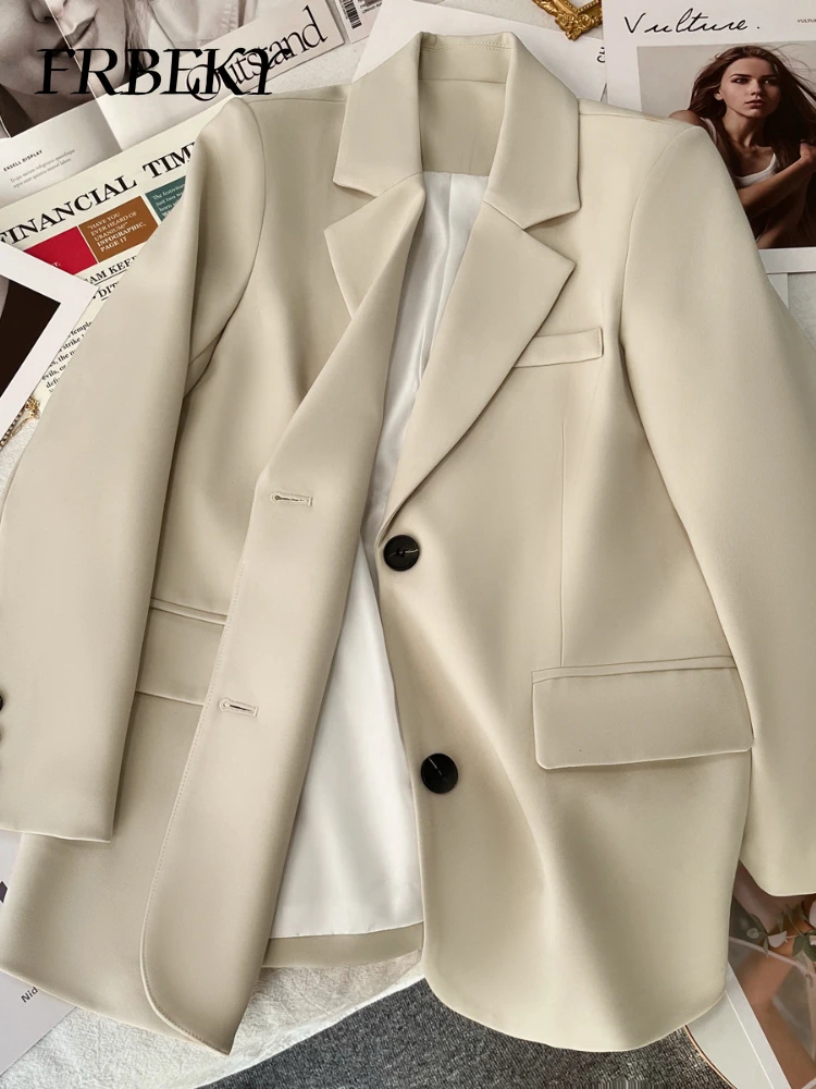 

Женский пиджак с длинным рукавом, повседневный однотонный блейзер в уличном стиле, верхняя одежда, весна-лето