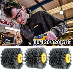 80/120/320 Grit Nylon Abrasive Wire Drum Polishing Wheel Electric Brush for Woodworking Metalworking for Wooden Polishing