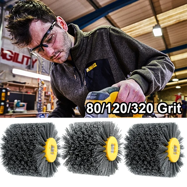 80/120/320 Grit Nylonowy bęben z drutu ściernego Tarcza polerska Szczotka elektryczna do obróbki drewna Obróbka metali do polerowania drewna