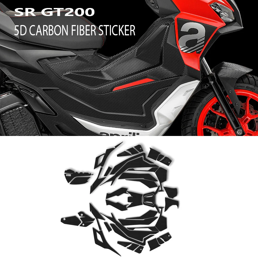 For Aprilia SR GT200 SRGT200 5D Carbon Fiber Sticker Decal Motorcycle Body Full Kits Decoration Sticker