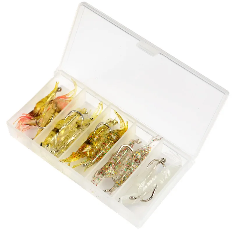 Fishy Flavor Simulation Shrimp Artificial Shrimp Bionic Fake Shrimp10Boxed Soft Bait Topmouth Culter Carp Fresh Water Lure Lure