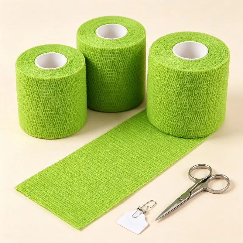 Elastic Self‑Stick Sports Wrap Tape, 5cm X 4.5m Flexible Non‑Woven Compression Bandage for Calf Elbow Joint Support & Animal Limb Protection, Green, 1 Roll