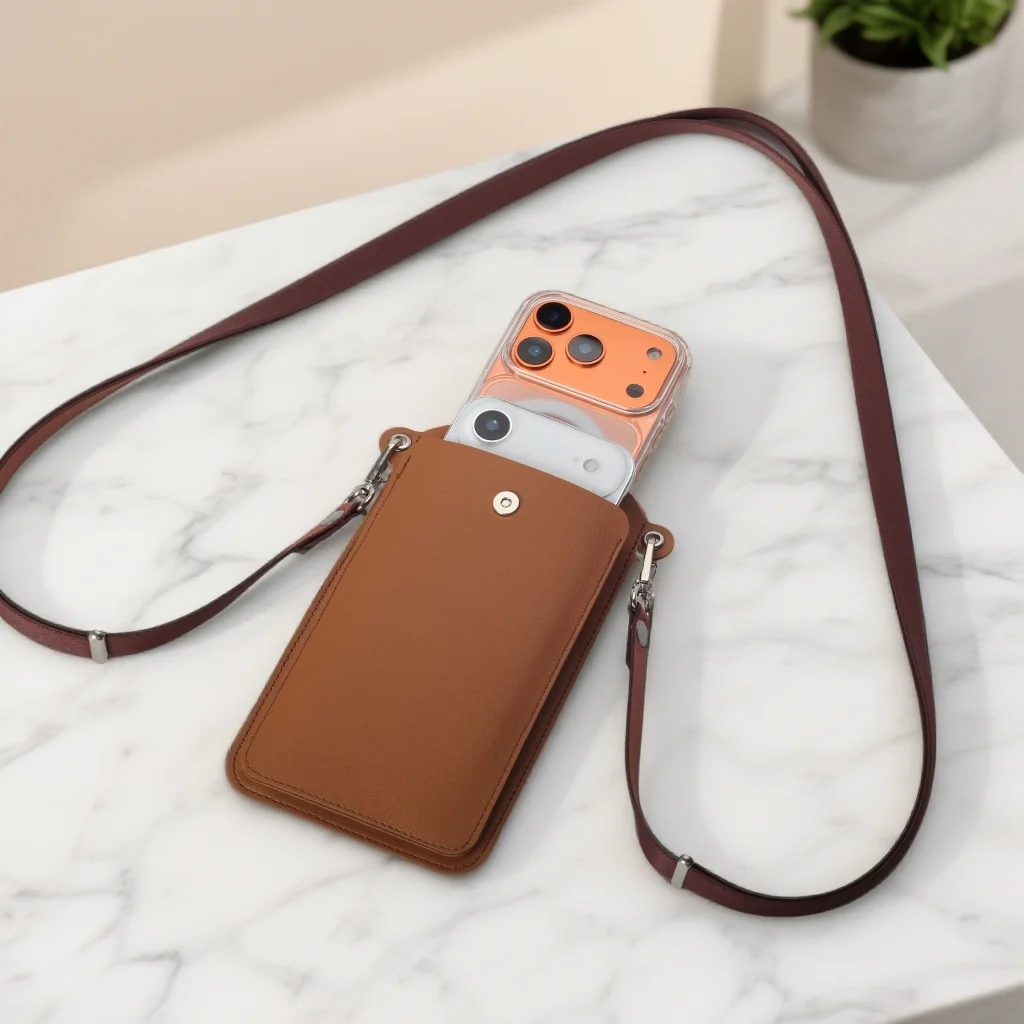 

Fashion Magnetic Crossbody Neckband Lanyard Phone Wallet Leather Case for iPhone 17 16 11 15 Bags Cover Universal Phone Lanyard
