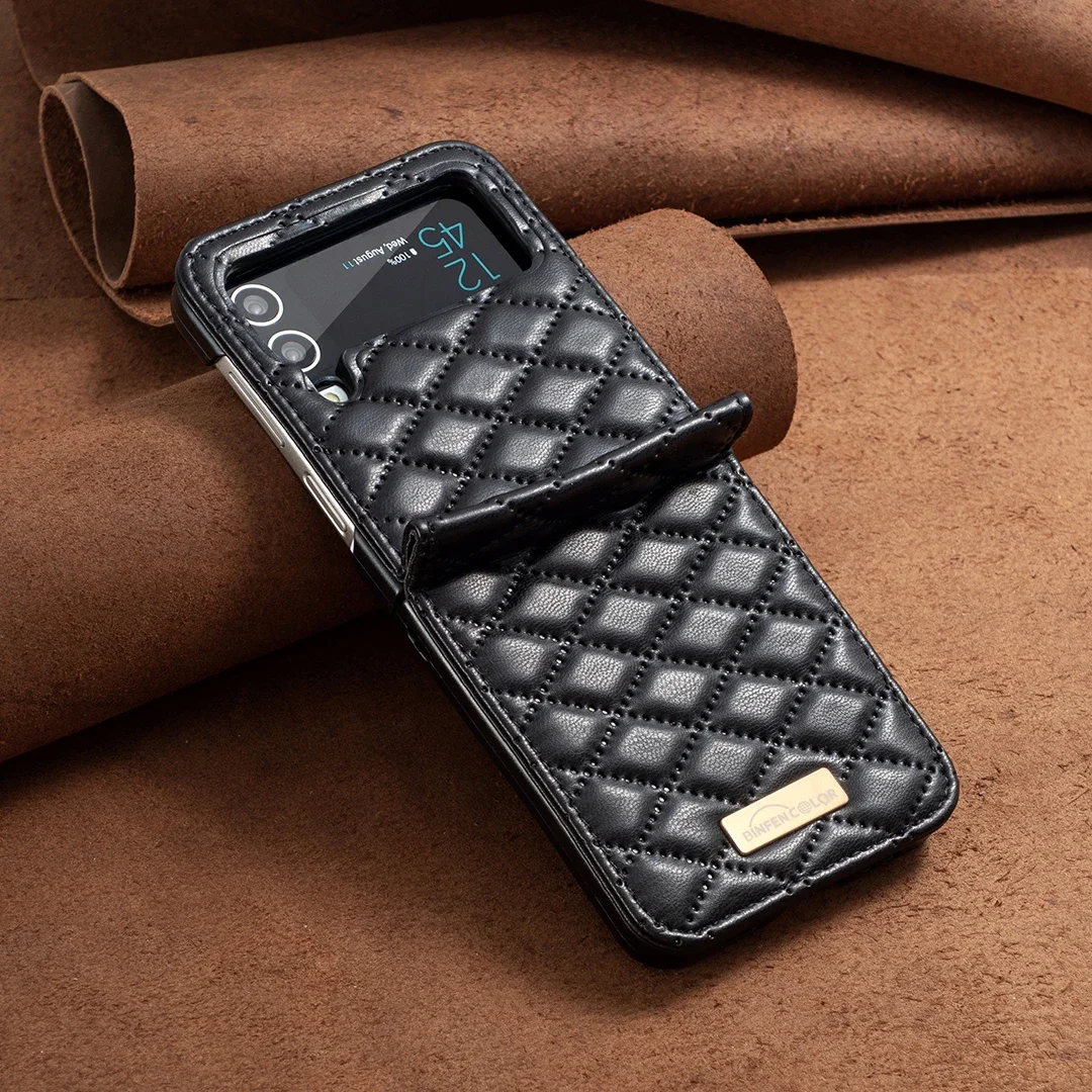 Luxury Leather Case for Samsung Galaxy Z Flip 7 FE 6 5 4 3 5G Flip4 Flip5 Anti-Knock Protective Cover Bag Skin Feeling Fundas