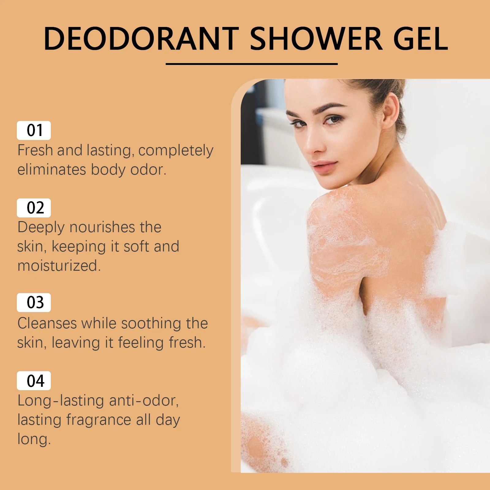 Persimmon Deodorant Body Wash Refreshing Odor Eliminator Hydrating Skin Body Cleansing Refreshing Shower Gel for Men & Women