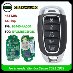 DIYKEY OEM P/N: 95440-AA000 per Hyundai Elantra 2021 2022 433MHz NYOMBEC5FOB2004 pulsante portachiavi 5 telecomando intelligente senza chiave originale