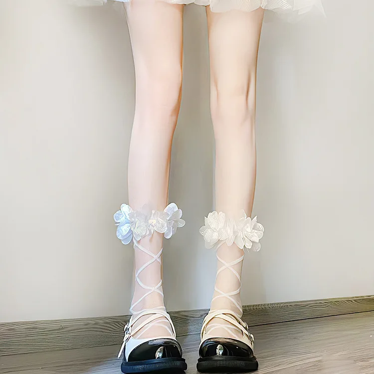 Women's Socks Spring Summer Mid-tube Thin Japanese Lolita Lace Stockings Sweet Cute Breathable Comfortable Jk Kawaii Socks
