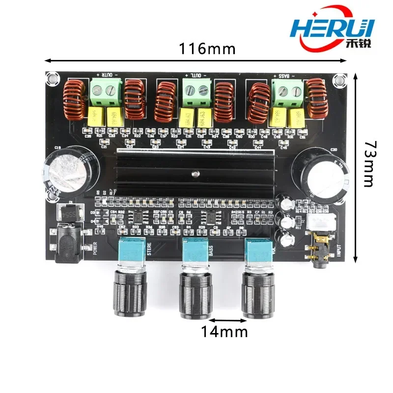 XH-M573 TDA3116D2 Digital power amplifier board 2*80W+100W High power 2.1 Channel audio amplifier