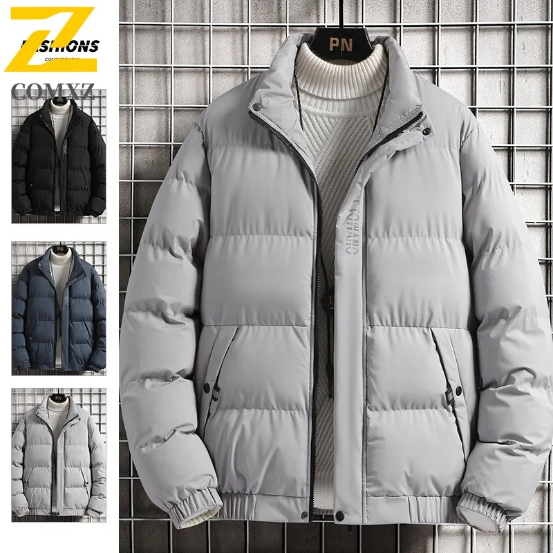 COMXZ Puffer Jacket Winter Stand Collar Cotton Men Thickened Thermal Windproof Outerwear Fashion Casual Cold Resistant Coat 2025