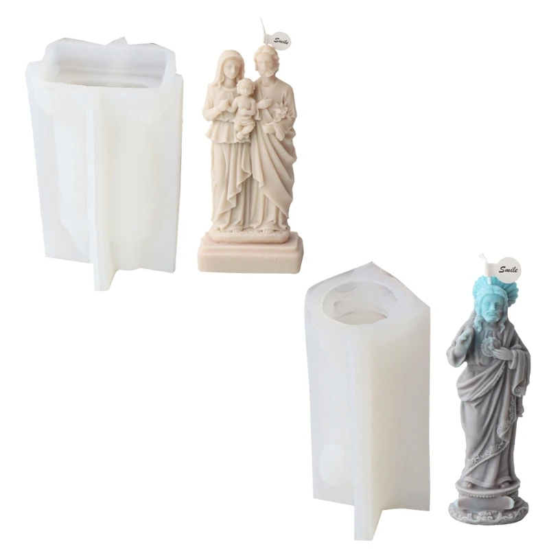 Q0KE Silicone Mould Jesuses Statue Plaster Mold Cake Chocolate Making Tool Gypsum Soap Molds DIY Crystal Resin Molds