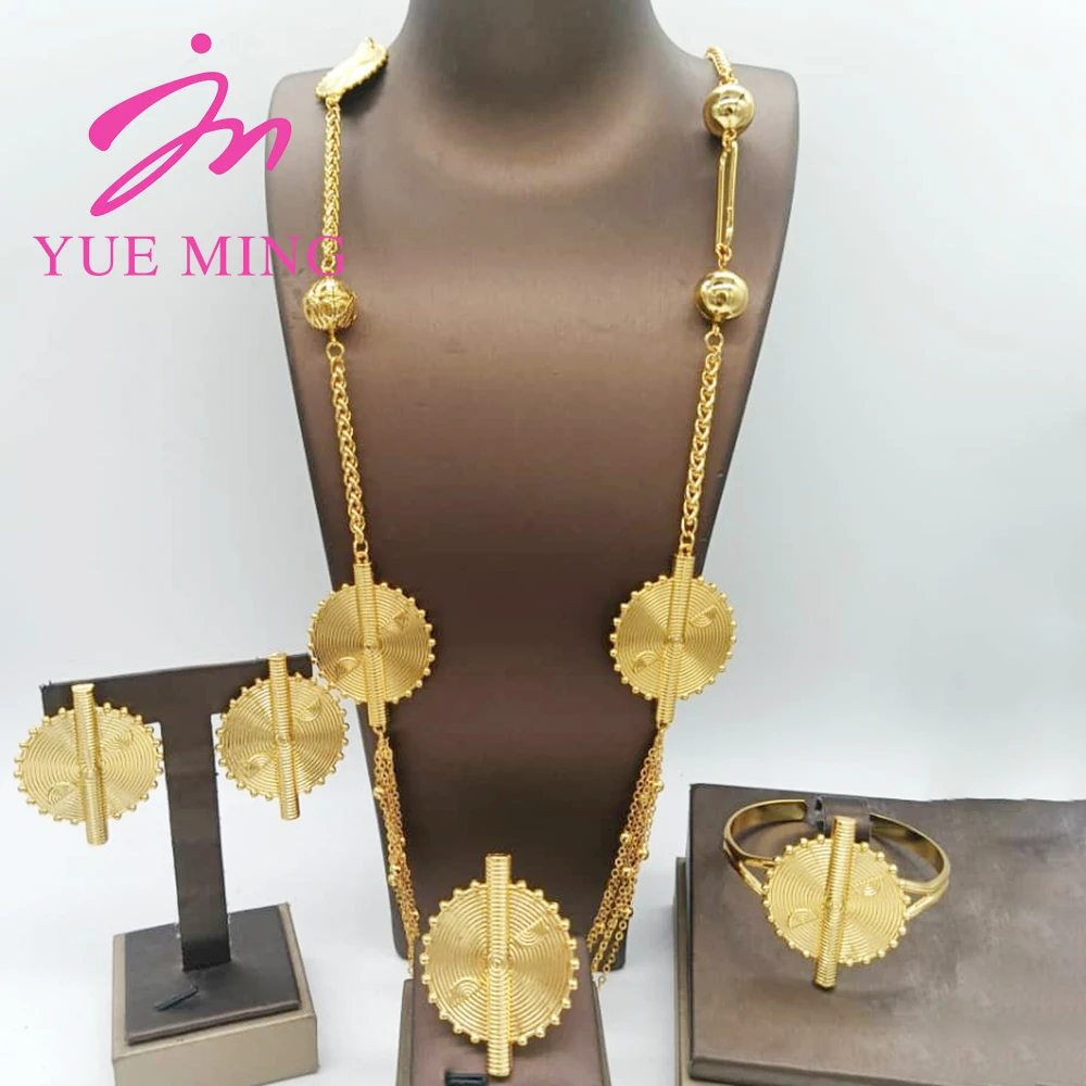 Women's Five Layer Trendy Long Chain Necklace Cuff Bangle Set