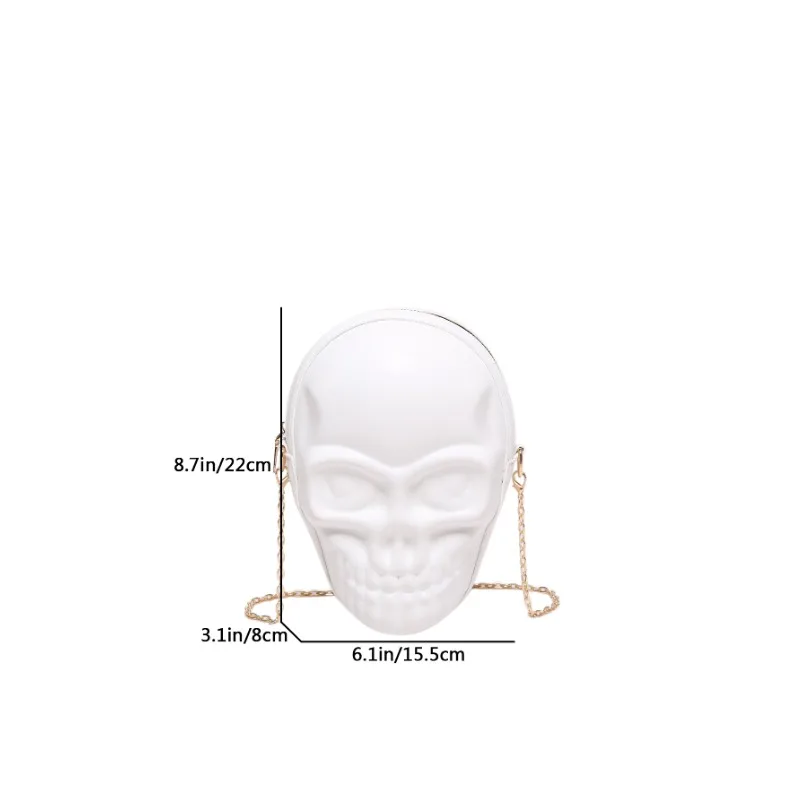 Punk Style Women\'s Shoulder Bag with Edgy Skull Head Design That Stands Out Streetwear Hard shell Crossbody Bag for Women Chains