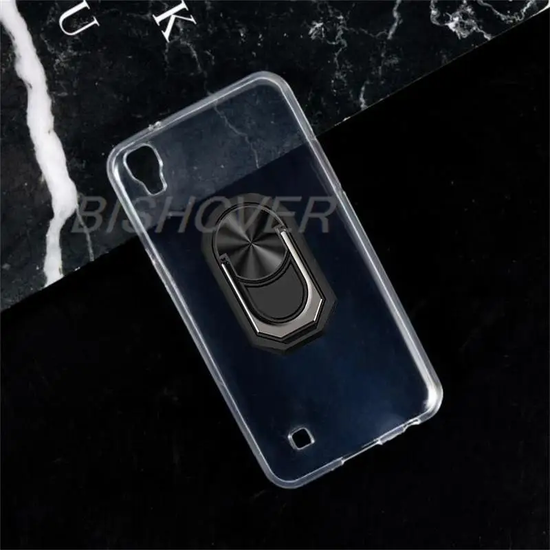 Ímã caso do telefone para lg x power k220ds k220 ls755 tpu macio silicone capa para lg x caso de energia com suporte do anel