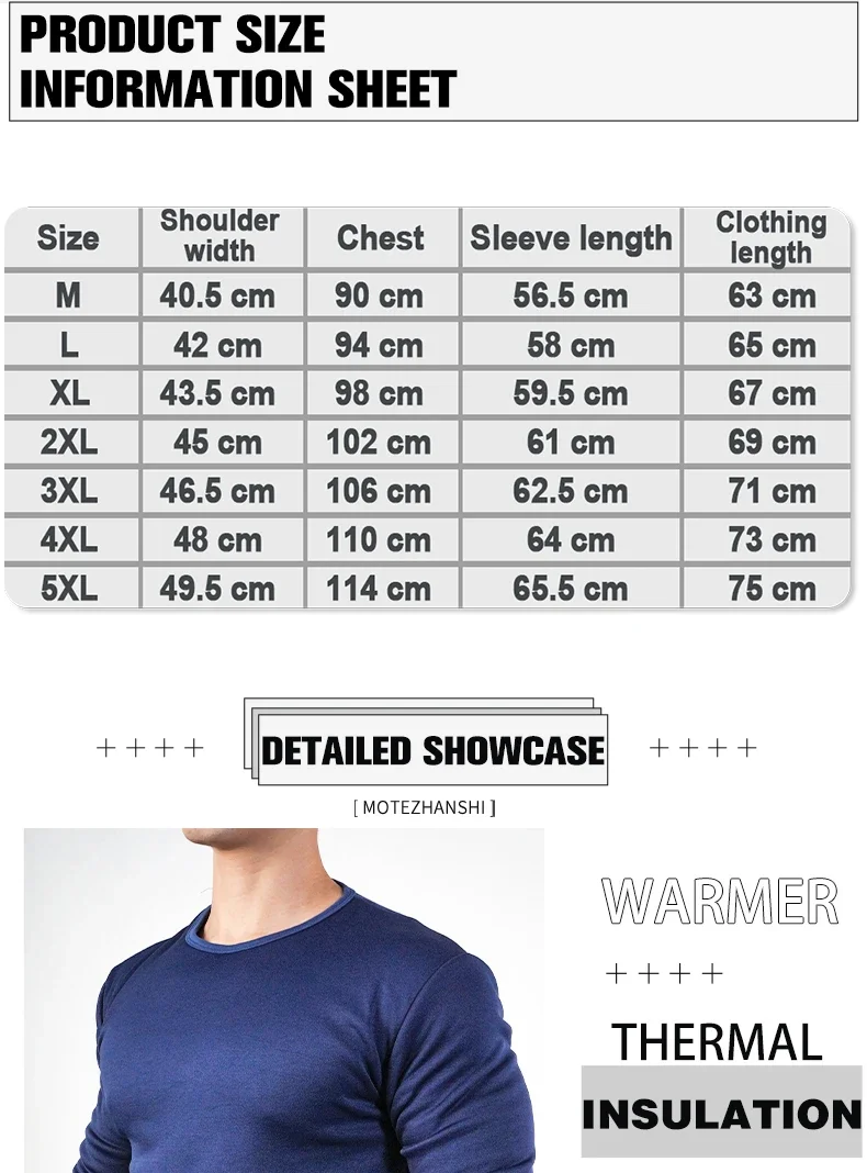 Herren-Thermo-Unterwäsche, Oberteile, Winter-Langarm-T-Shirt, Unterhemd, dickes Fleece-Oberteil, warme Kleidung, Oversize-Basis-T-Shirt. – Detail 2