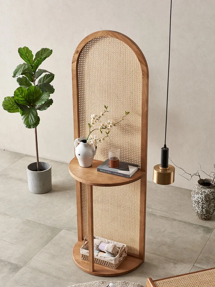 Nordic Rattan Subareas Screens Home Entrance Rack Removable Block Vintage Flower Stand Seat Screen