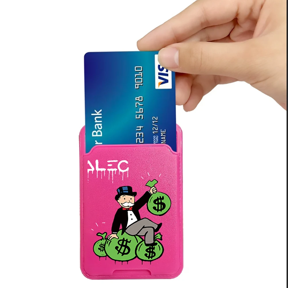 Phone Card Holder Wallet Case Dollar MonopolyS Phone Wallet Stick On Credit Card Holder Phone Pocket For Almost All Cell Phone
