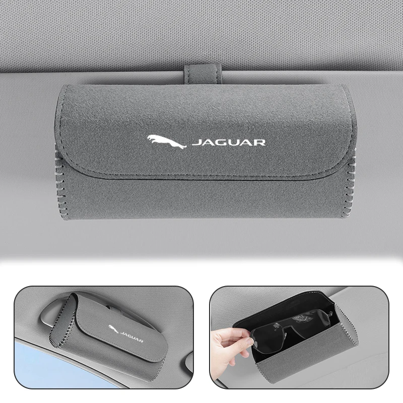 Car Glasses Case Auto Sun Visor Glasses Clip Card Ticket Holder Multi-Function Holder For Jaguar XF F-pace I-pace XK XE E-pace