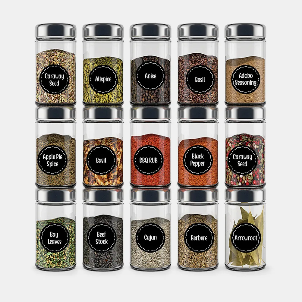 

8 Sheets Self Adhesive Spice Labels Stickers PVC Material Waterproof Residue Free for Jar Labels Mason Jars Food Containers
