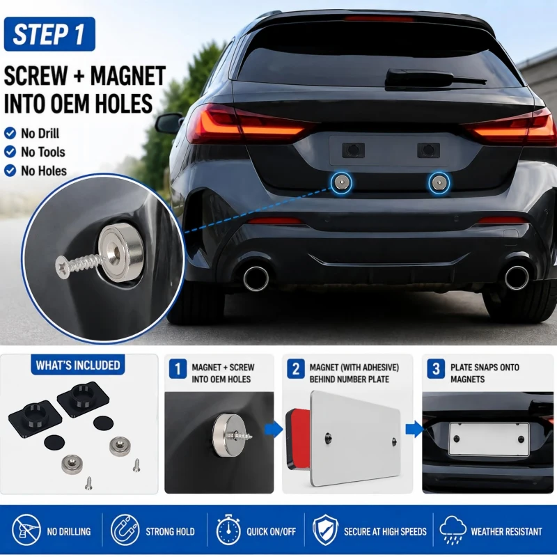 Car Magnetic Number Plate Holder Kit Registration Plate Holder Universal Car Bracket 10KG Strong Mounts Exterior Accessories