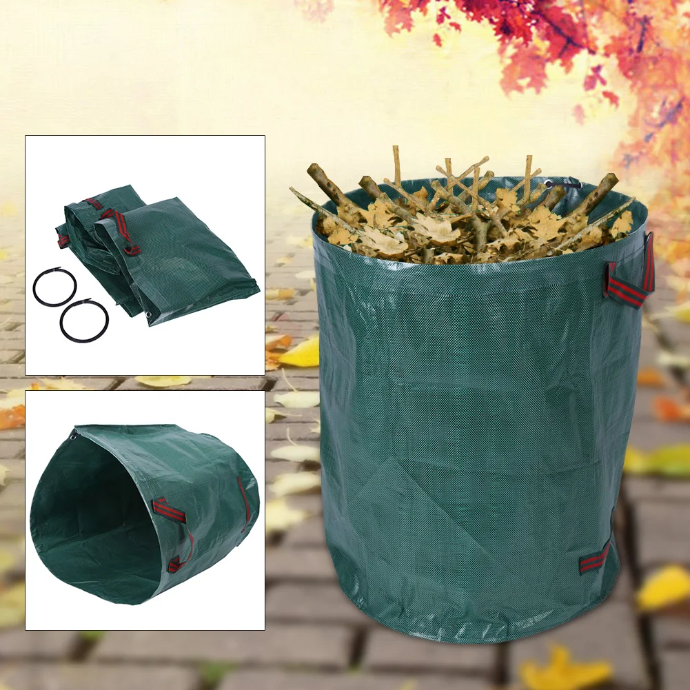 Garden Leaves Bag Garden Waste Bag Waste Bag 270L Portable Large Garden Woven Bag Waste Refuse Rubbish Grass Recycling DE