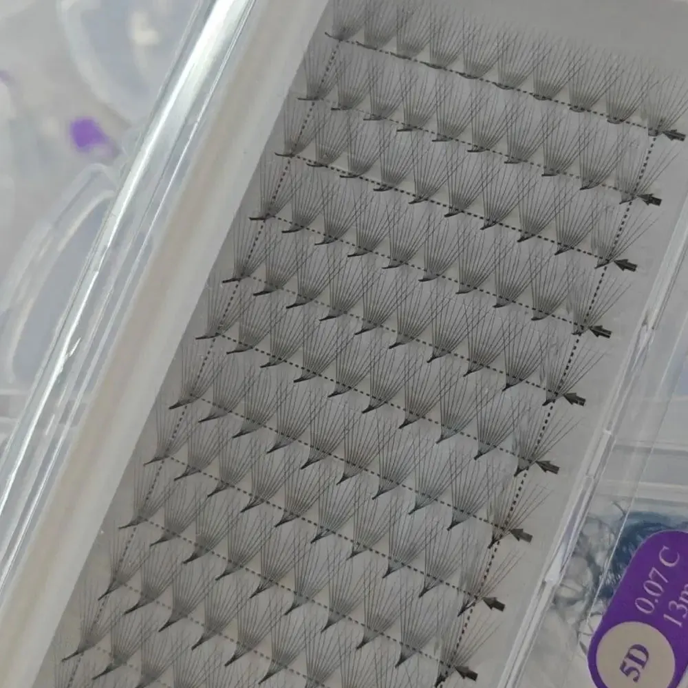 

7mm LC Curl 10D Premade Fans Lashes 0.03mm Pointy Base 320 Fans X10 Trays Blossom Lashes Short Stem Premade Russian Volume Fans