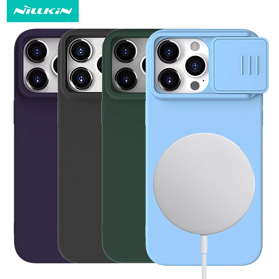 

For iPhone 15 Pro Max Magsafe Case NILLKIN Liquid Silicone Slide Camera Protection Magnetic Cover For iPhone 15 15 Pro case capa