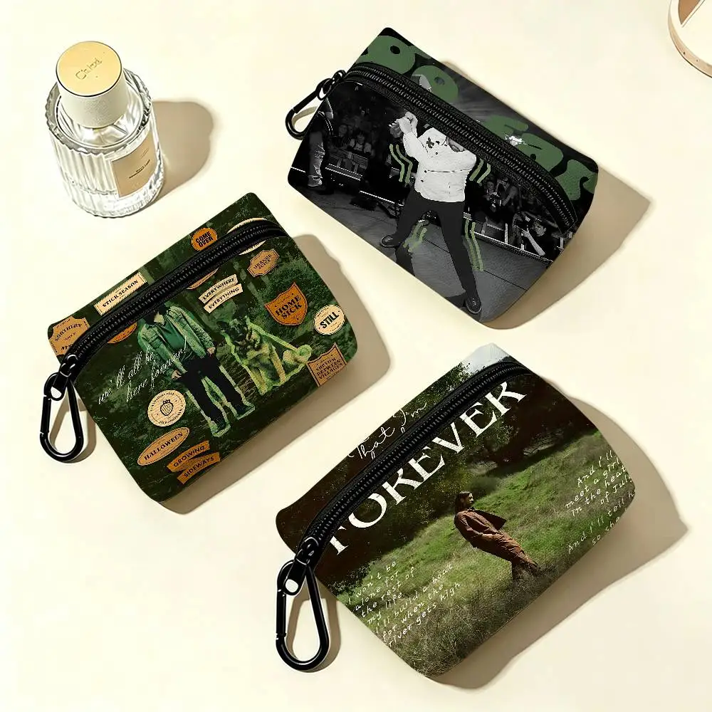 Singer N-Noah Kahan Music Mini Oxford Cloth Coin Purse With Carabiner Hook Portable Key Card Wallet Small Zipper Storage Pouch