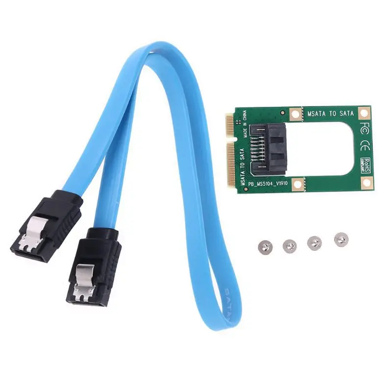 MSATA to SATA conversion card Mini SATA to 7-pin SATA expansion adapter full height half size HDD SSD with SATA cable