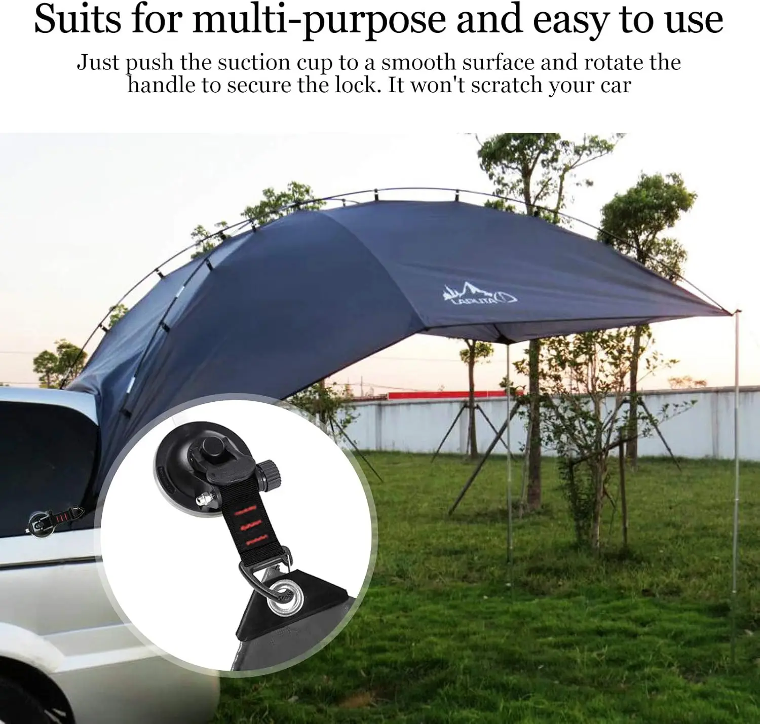 Heavy Duty Suction Cup Hooks for Camping, 22lbs Each, Strong Vacuum Suction Cup with Securing Hook for Car Awning Boat SUV - view 4