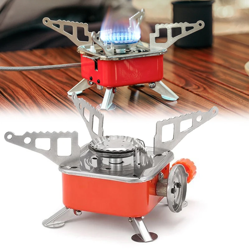 Outdoor portable Mini Square Stove camping gas stove foldable cassette furnace Utensil Ultra-Light Cookware Hiking Equipment