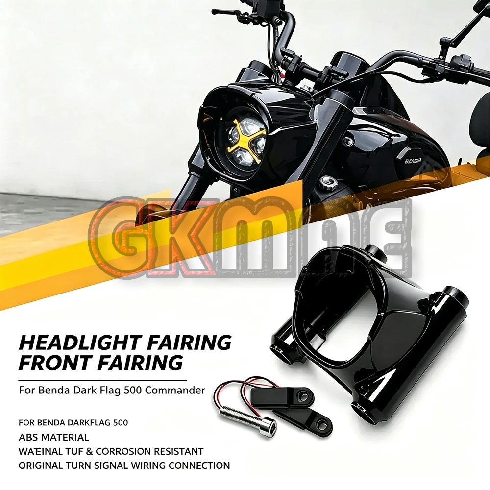 For Benda Dark Flag 500 Commander Motorcycle Modified Front Fairing Headlight Cover Wind Deflector ABS Front Panel Accessories
