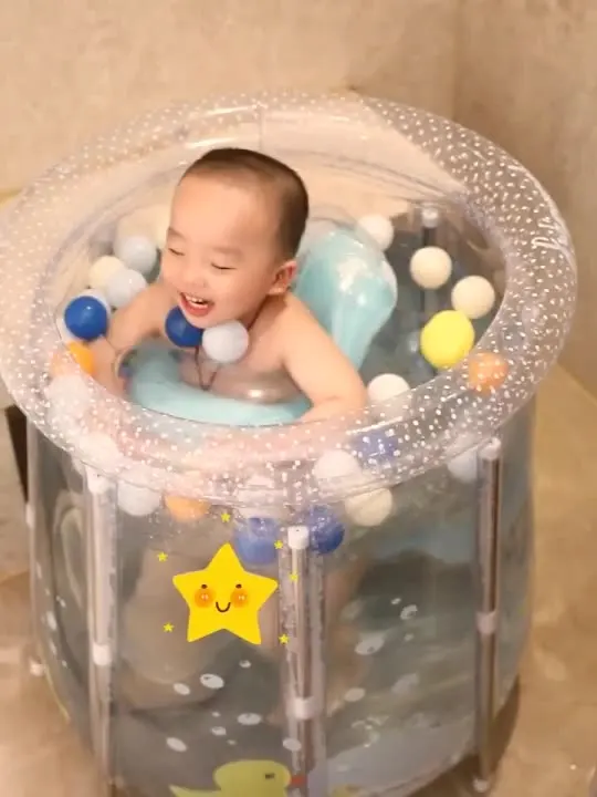 Bañera inflable para bebé, piscina de ducha portátil, bañera transparente de agua infantil